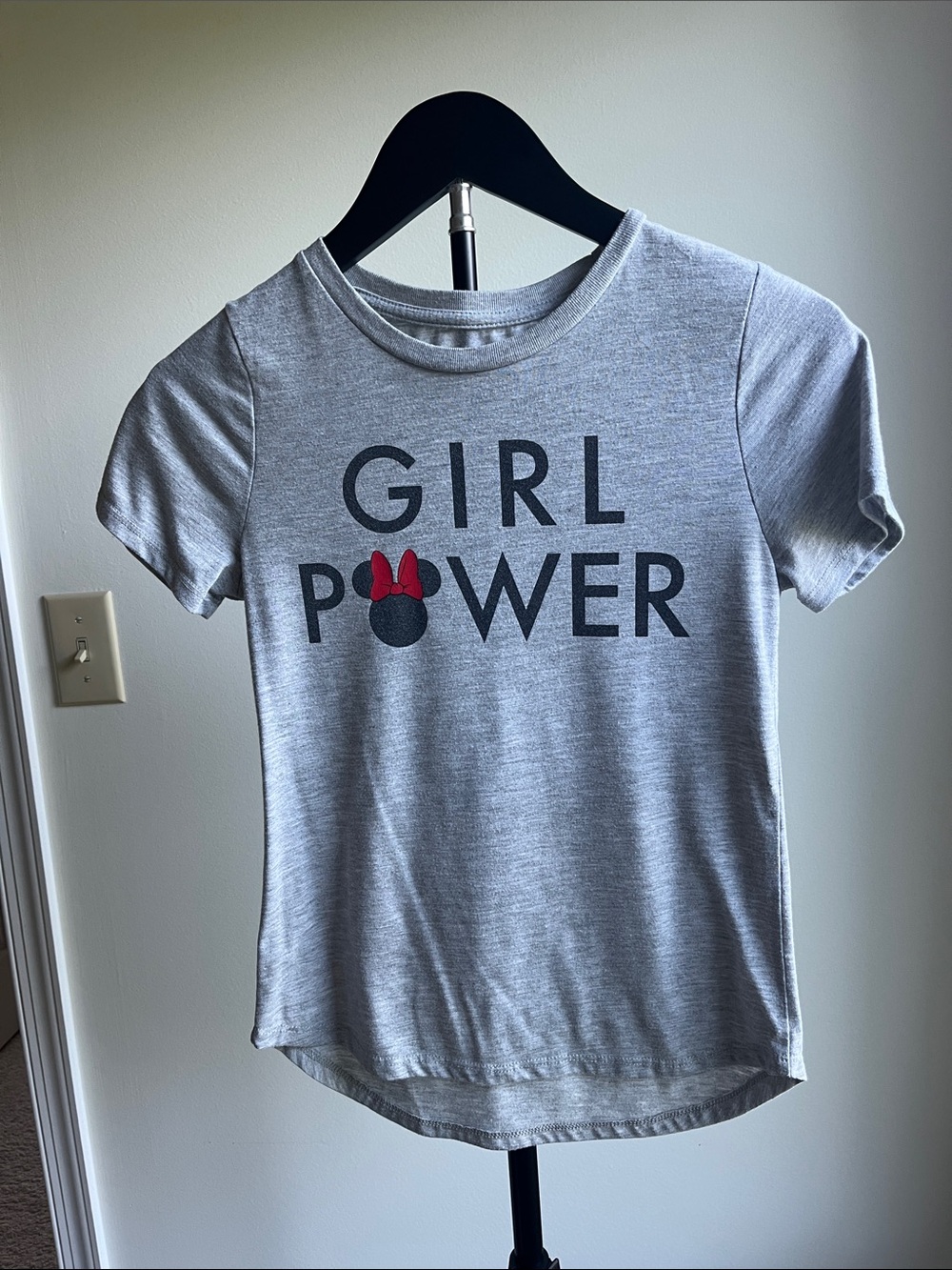 Disney Gray 'Girl Power' Short Sleeve Tee with Red Bow